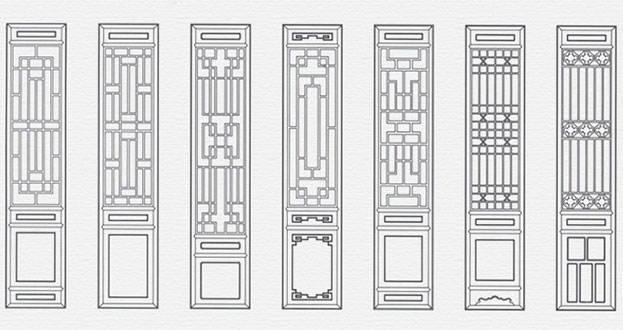 虎丘常用中式仿古花窗图案隔断设计图